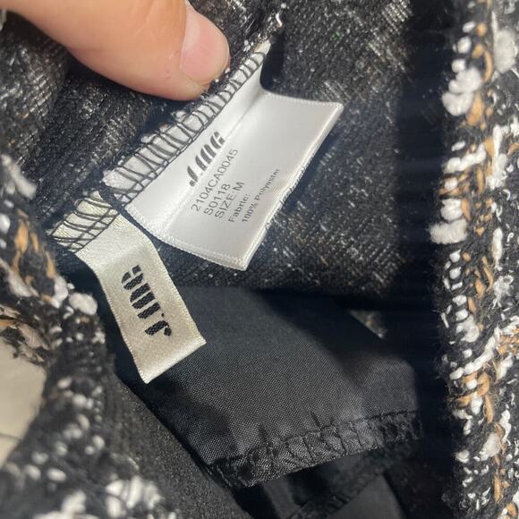 J.ING Womens Size Medium Tweed A Line Mini Skirt Black Plaid Skort Button Trim - Picture 9 of 9